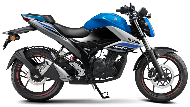 Suzuki Gixxer Blue/White side view